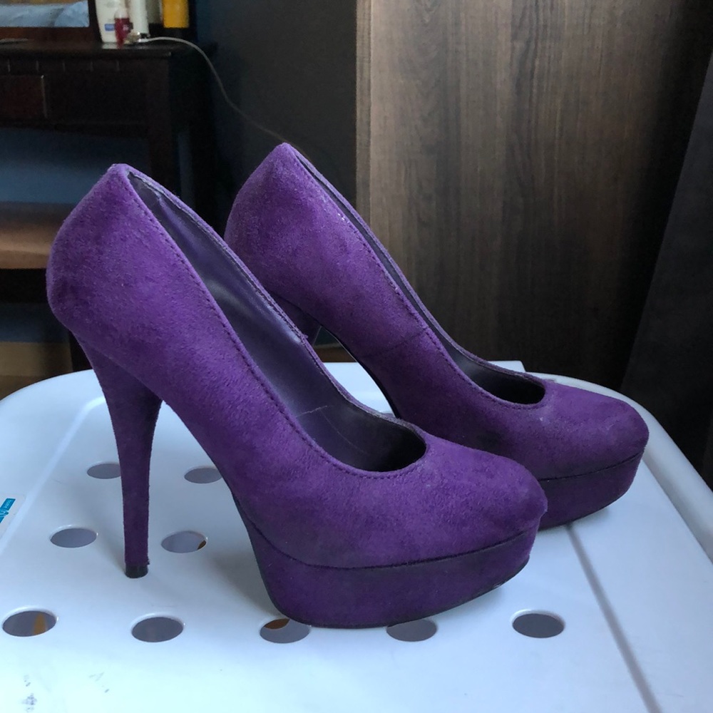 Purple suede heels